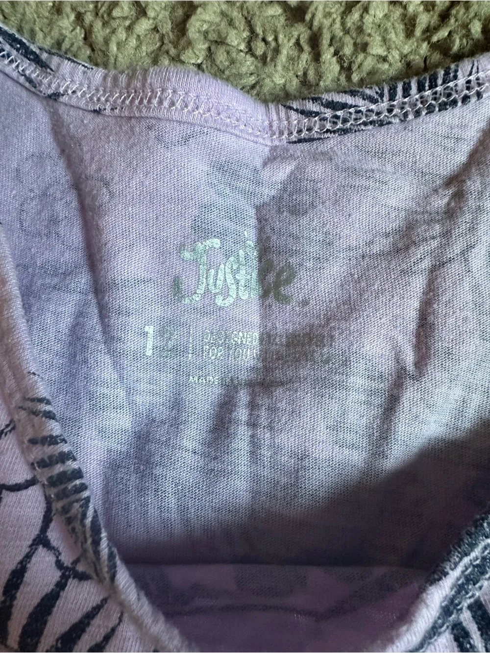 Justice Light Purple  Tank Top with Navy Floral Print Girls Size Large